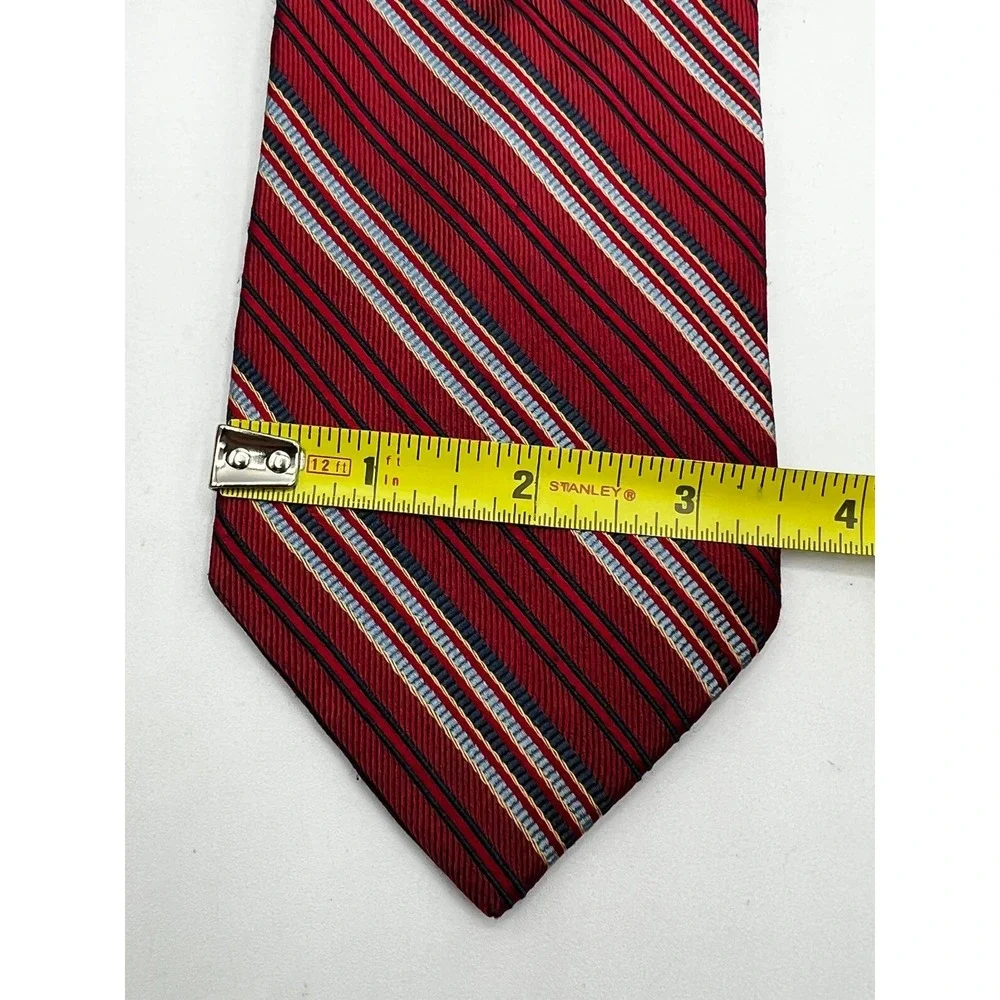Jos. A. Bank Red Blue Silver Striped 100% Silk Tie Made in Italy L:60
